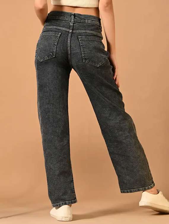 women solid mid rise straight fit jeans - 22241487 -  Standard Image - 1