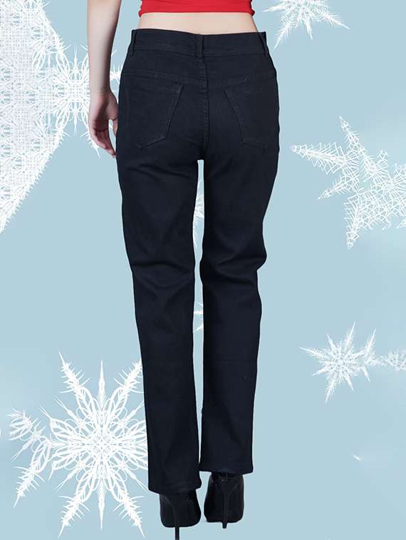 women solid slash knee mid rise straight fit jeans - 22241488 -  Standard Image - 1