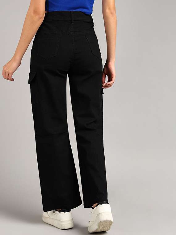 women solid high rise denim cargo - 22241506 -  Standard Image - 1