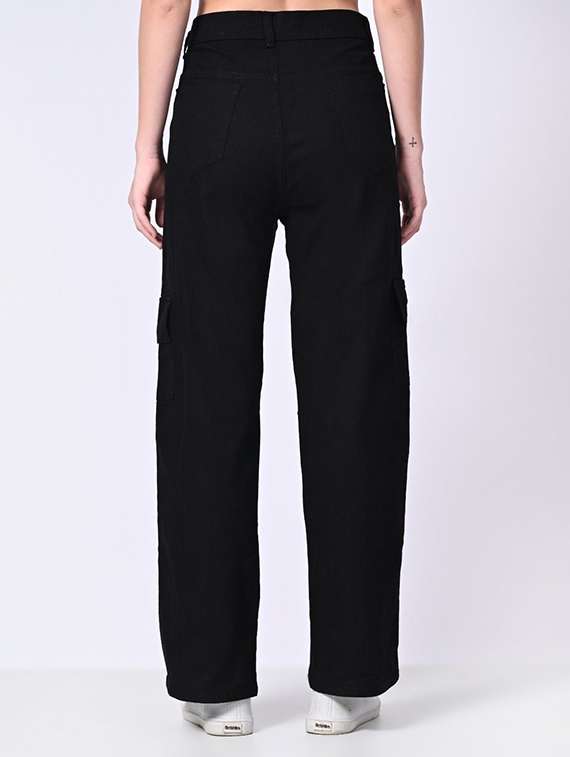 women solid mid rise denim cargo - 22241510 -  Standard Image - 1