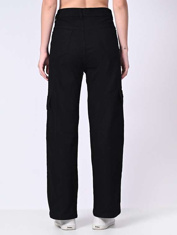 women solid high rise denim cargo - 22241512 -  Standard Image - 1