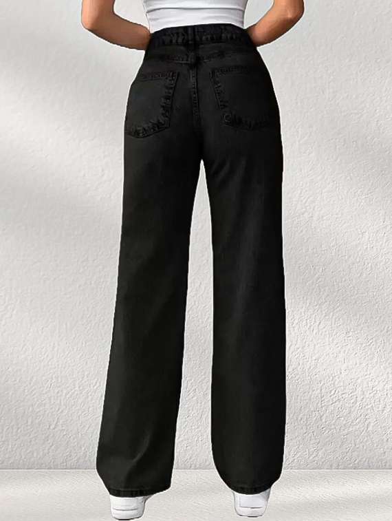 women solid high rise relaxed fit jeans - 22241560 -  Standard Image - 1