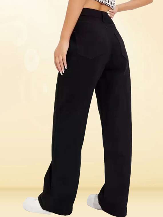 women solid high rise baggy jean - 22241563 -  Standard Image - 1