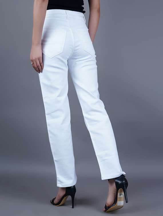 women solid mid rise straight fit jeans - 22241588 -  Standard Image - 1