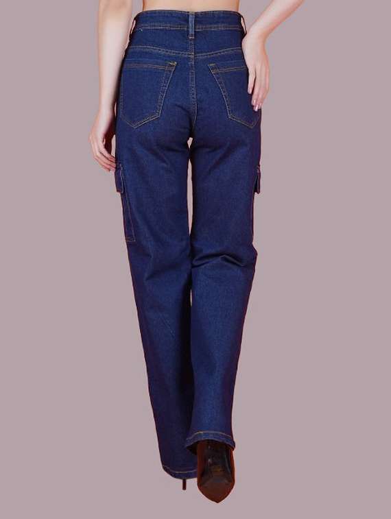women solid high rise denim cargo - 22241637 -  Standard Image - 1