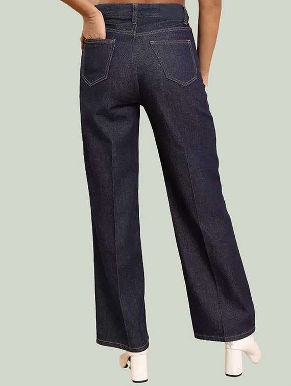 women solid high rise wide leg jean - 22241680 -  Standard Image - 1