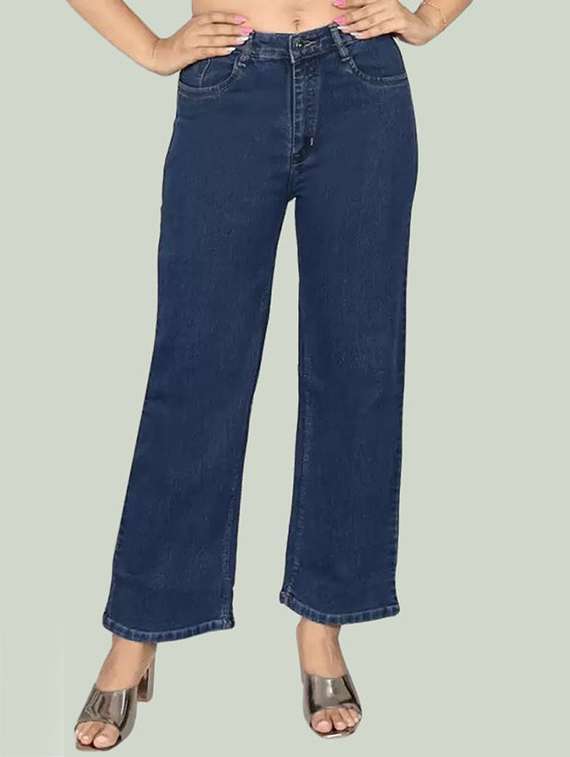 women solid mid rise bootcut jean