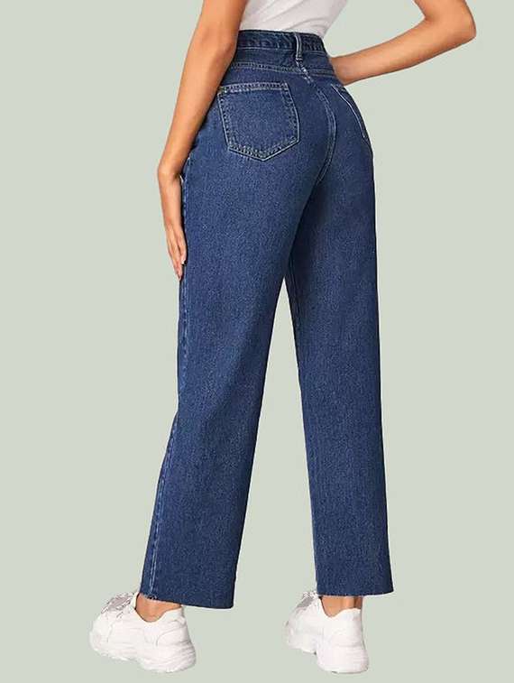 women solid high rise wide leg jean - 22241693 -  Standard Image - 1
