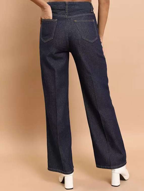 women solid high rise wide leg jeans - 22241719 -  Standard Image - 1