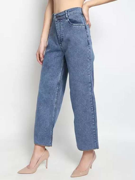 women solid high rise wide leg jeans - 22241751 -  Standard Image - 1