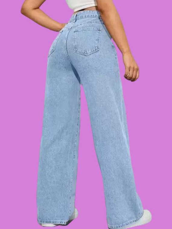 women solid high rise baggy jean - 22241756 -  Standard Image - 1
