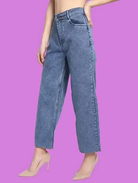 women solid high rise wide leg jean - 22241757 -  Standard Image - 1