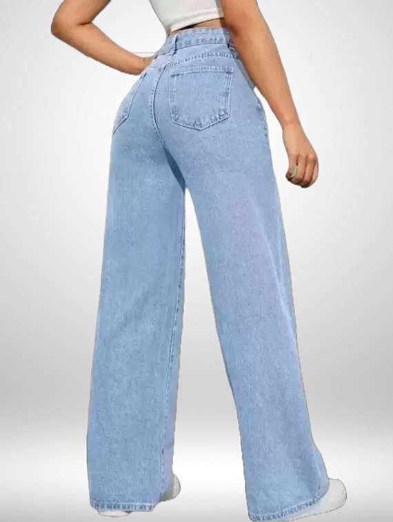 women solid high rise baggy jean - 22241758 -  Standard Image - 1