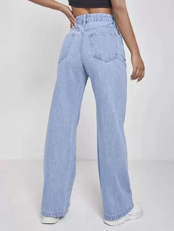 women solid high rise wide leg jean - 22241779 -  Standard Image - 1