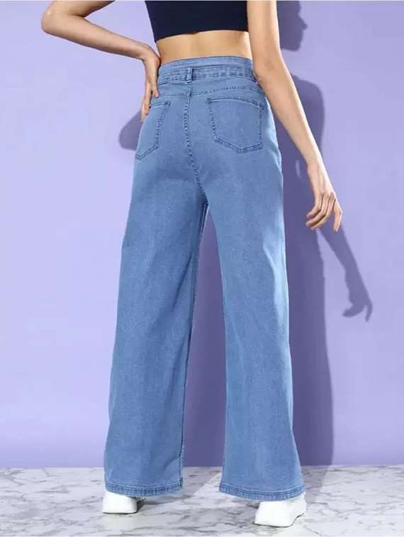 women solid mid rise wide leg jean - 22241784 -  Standard Image - 1