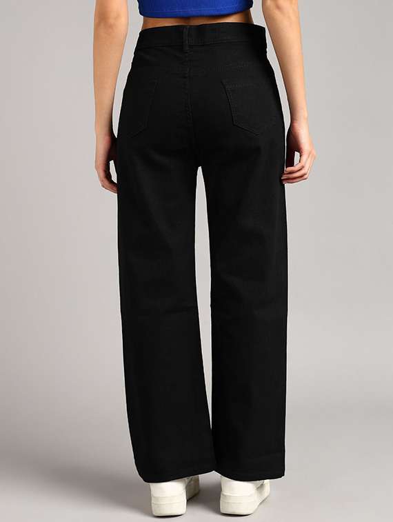 women solid high rise wide leg jean - 22241789 -  Standard Image - 1