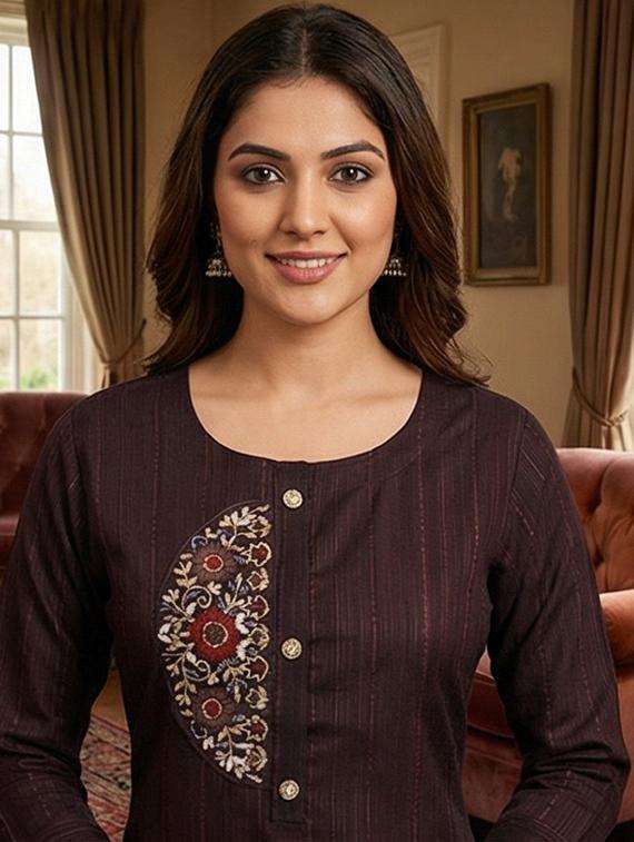 women self design three quarter sleeve straight kurta - 22241798 -  Standard Image - 1