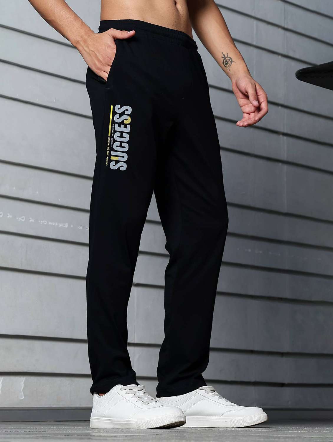 men placement print mid rise full length track pant - 22241808 -  Standard Image - 1