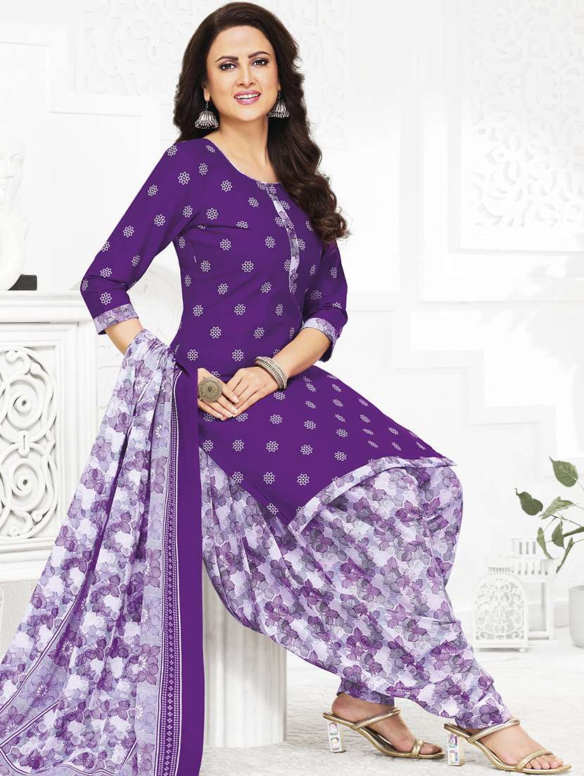 women printed three quarter sleeve kurta patiala with dupatta set - 22241972 -  Standard Image - 1