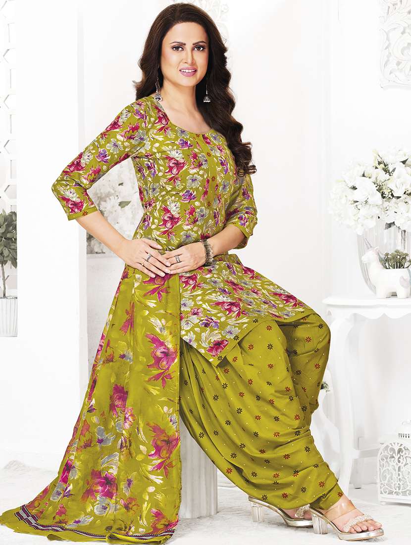 women floral three quarter sleeve kurta patiala with dupatta set - 22241976 -  Standard Image - 1