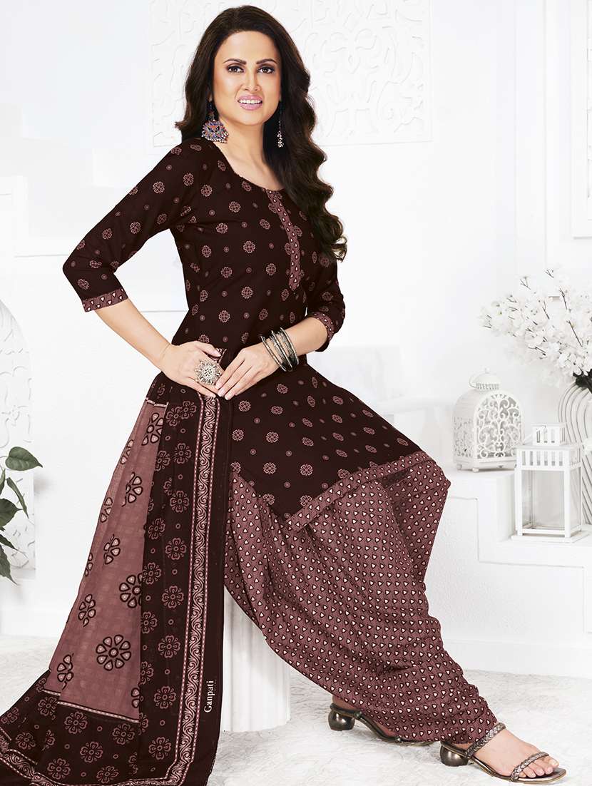 women printed three quarter sleeve kurta patiala with dupatta set - 22241978 -  Standard Image - 1