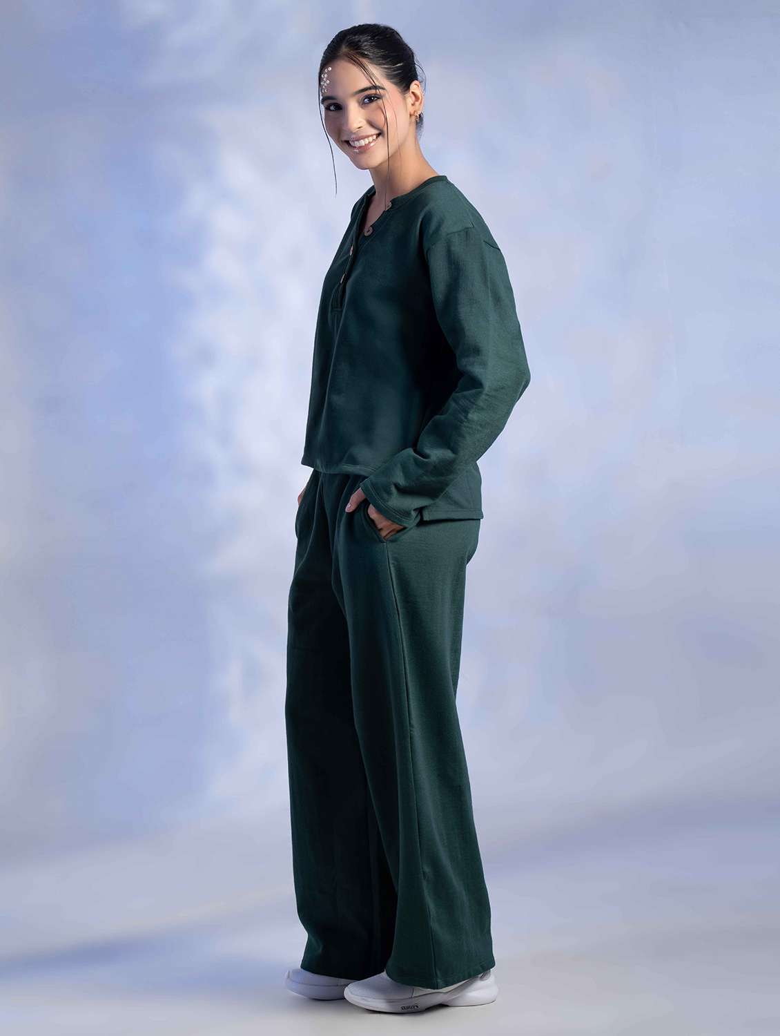 women solid long sleeve winter wear co-ord set - 22242054 -  Standard Image - 1