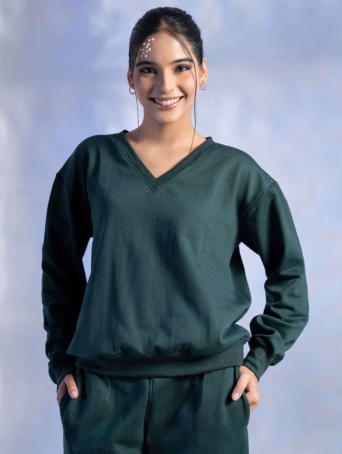 women solid long sleeve winter wear co-ord set - 22242058 -  Standard Image - 4