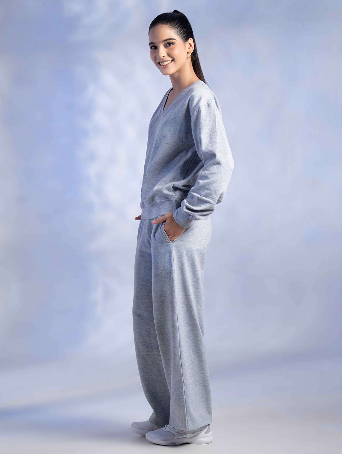 women solid long sleeve winter wear co-ord set - 22242059 -  Standard Image - 1