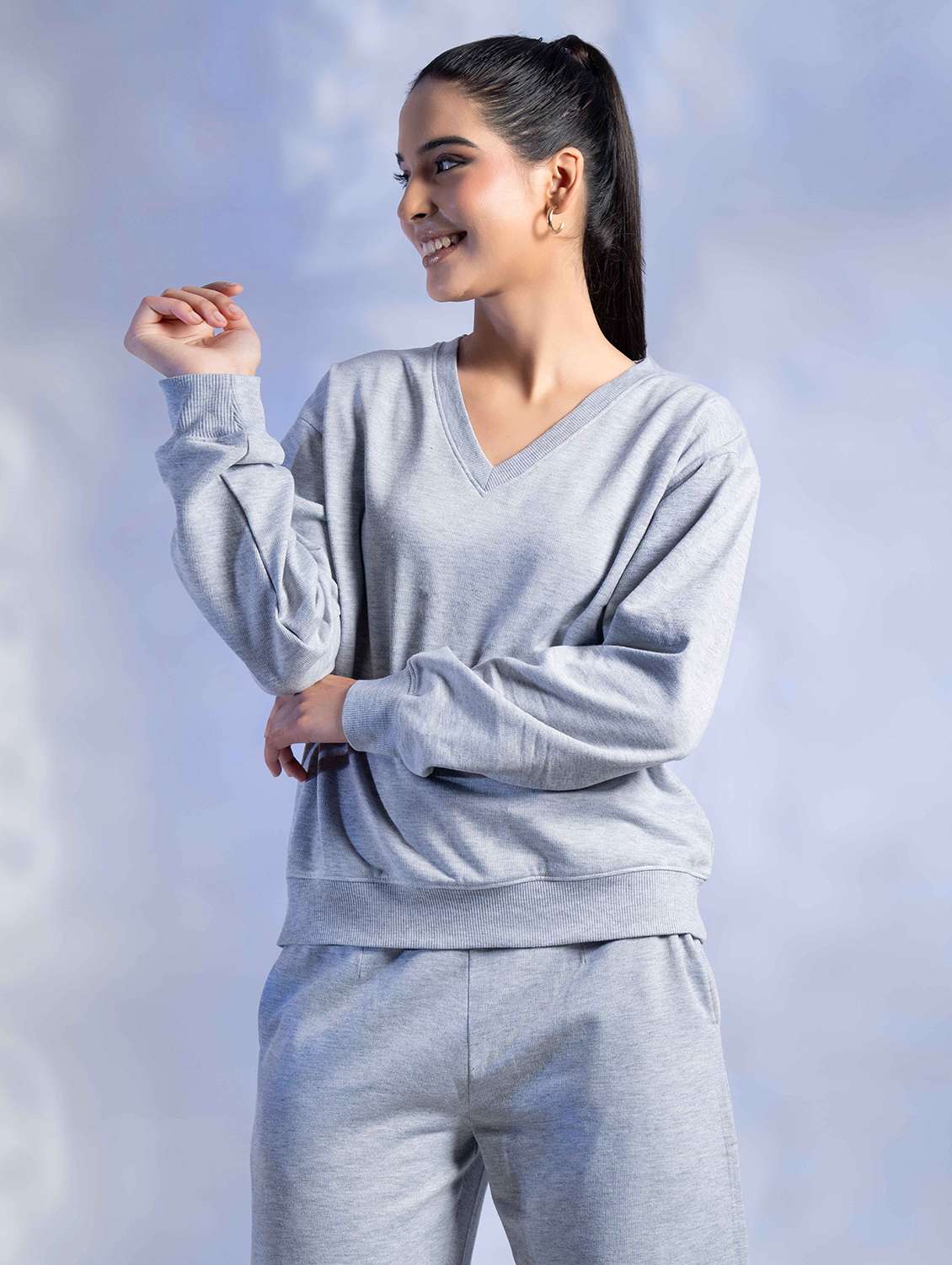 women solid long sleeve winter wear co-ord set - 22242059 -  Standard Image - 4