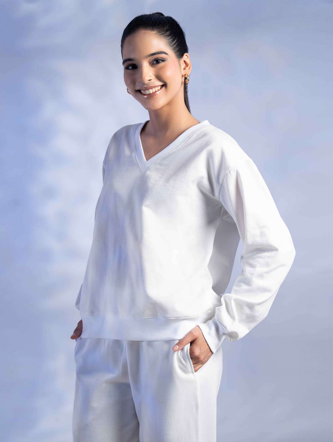 women solid long sleeve winter wear co-ord set - 22242061 -  Standard Image - 4