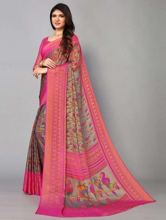 women printed casual wear saree with blouse - 22243481 -  Standard Image - 1
