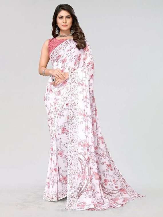 women printed casual wear saree with blouse