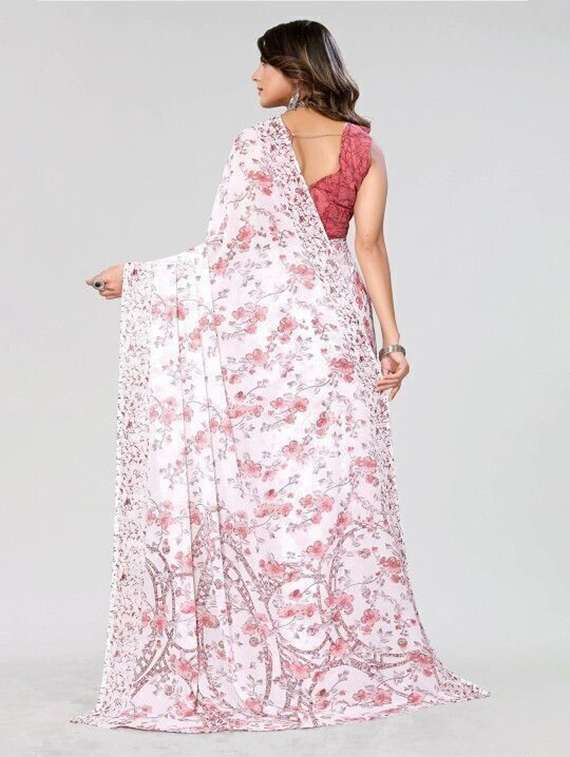 women printed casual wear saree with blouse - 22243490 -  Standard Image - 4