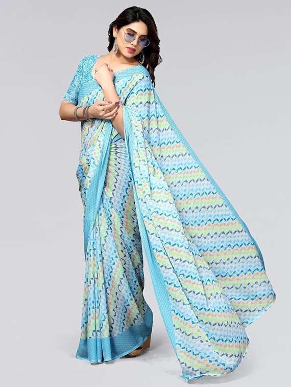 women printed casual wear saree with blouse