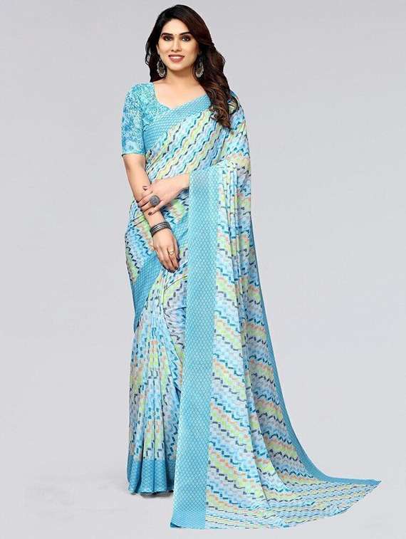 women printed casual wear saree with blouse - 22243506 -  Standard Image - 1