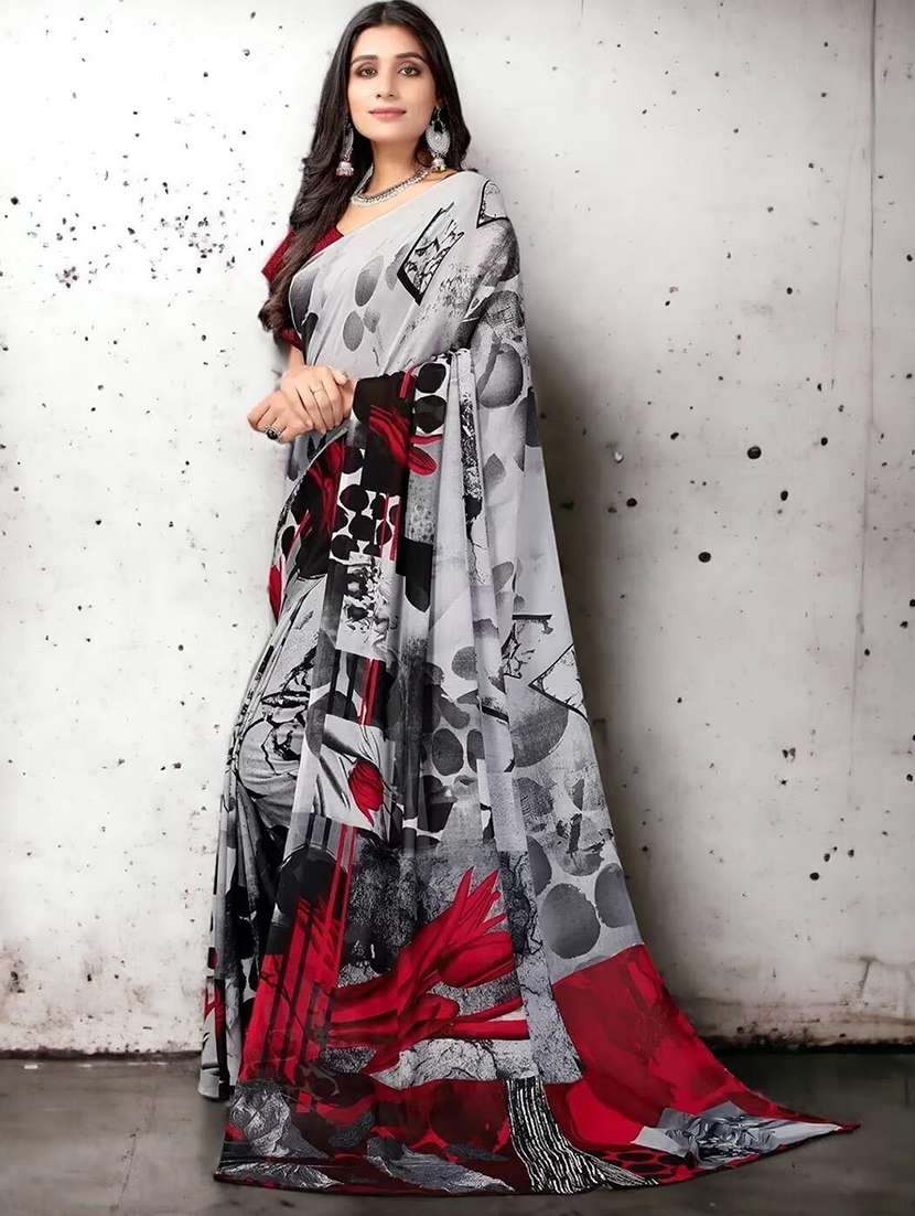 women printed casual wear saree with blouse - 22243507 -  Standard Image - 1