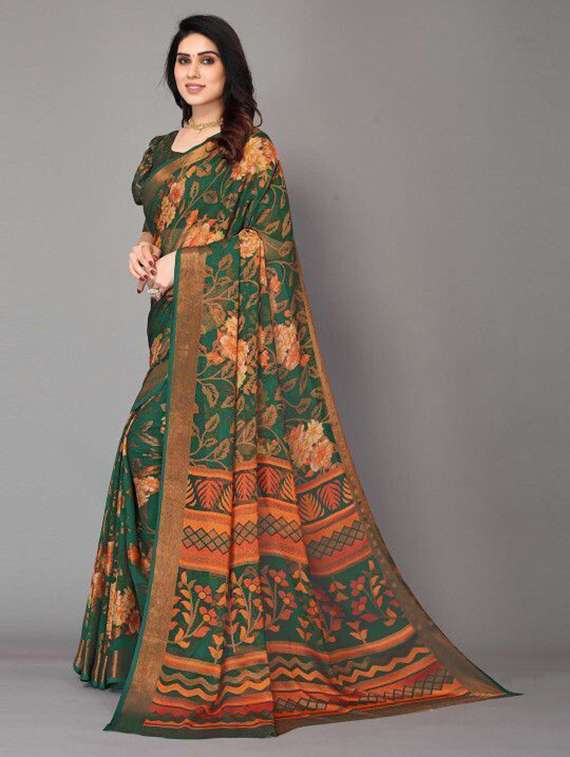 women floral printed saree with blouse - 22243512 -  Standard Image - 1