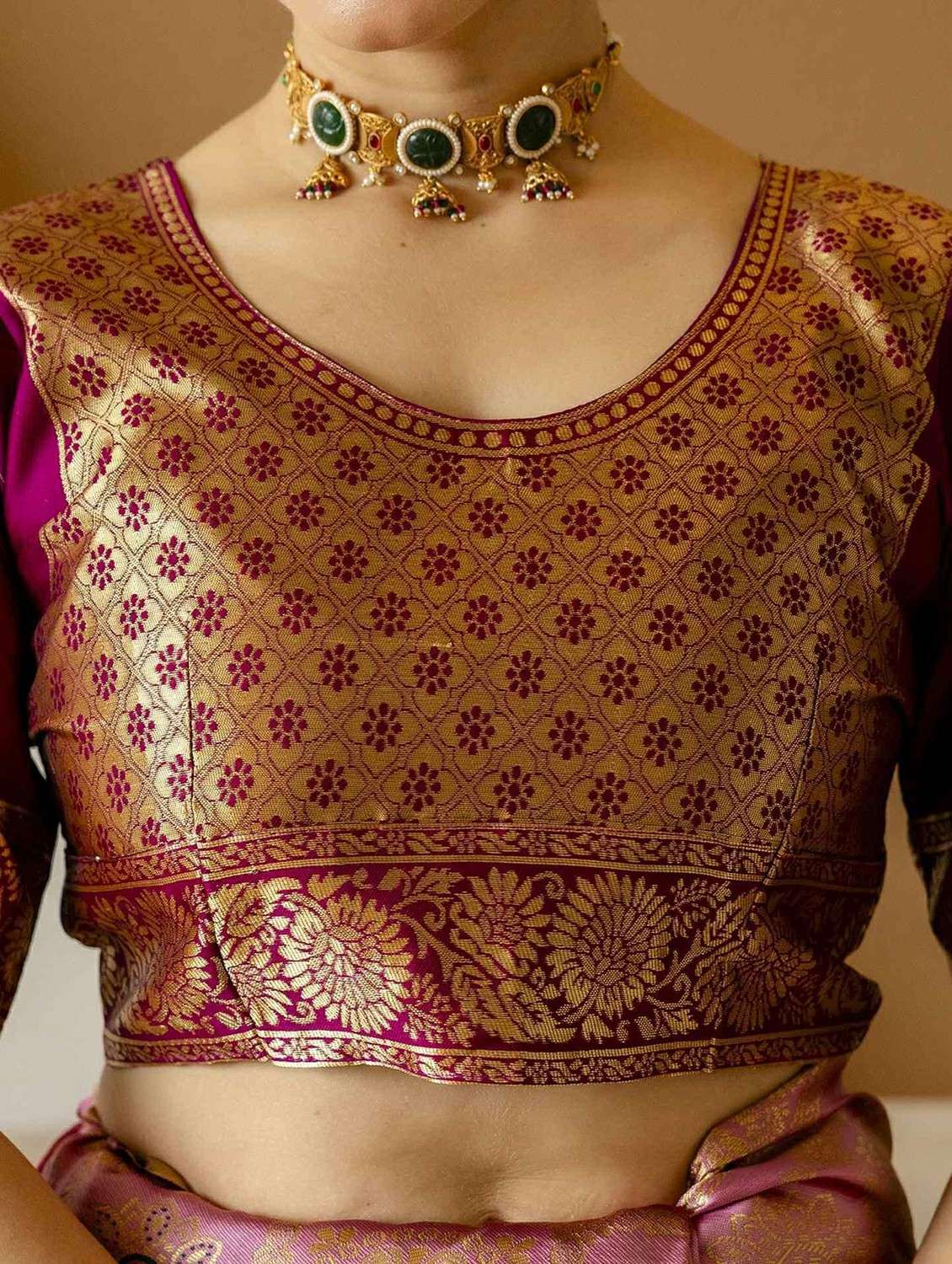 women self design banarasi saree with blouse - 22243550 -  Standard Image - 4