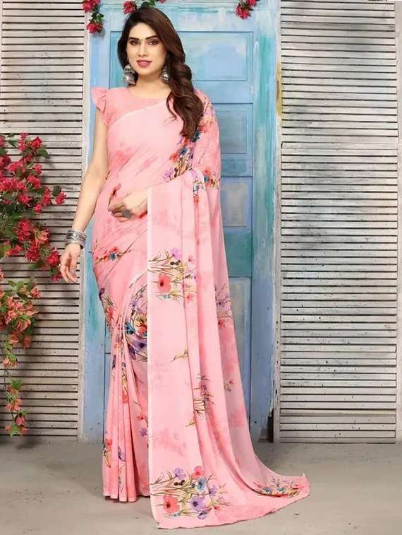 women floral printed saree with blouse