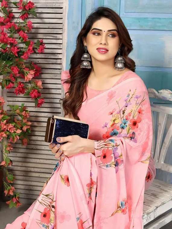 women floral printed saree with blouse - 22243588 -  Standard Image - 1