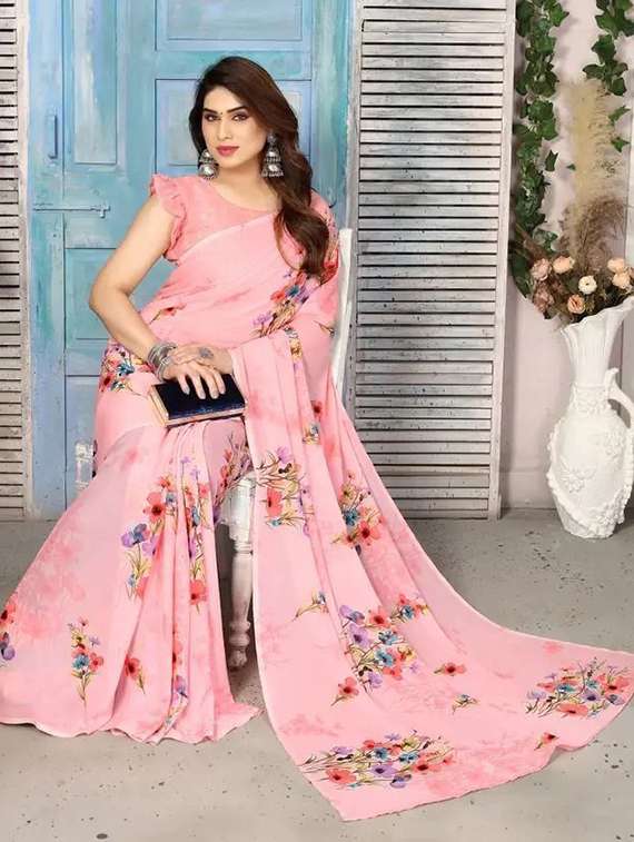 women floral printed saree with blouse - 22243588 -  Standard Image - 4