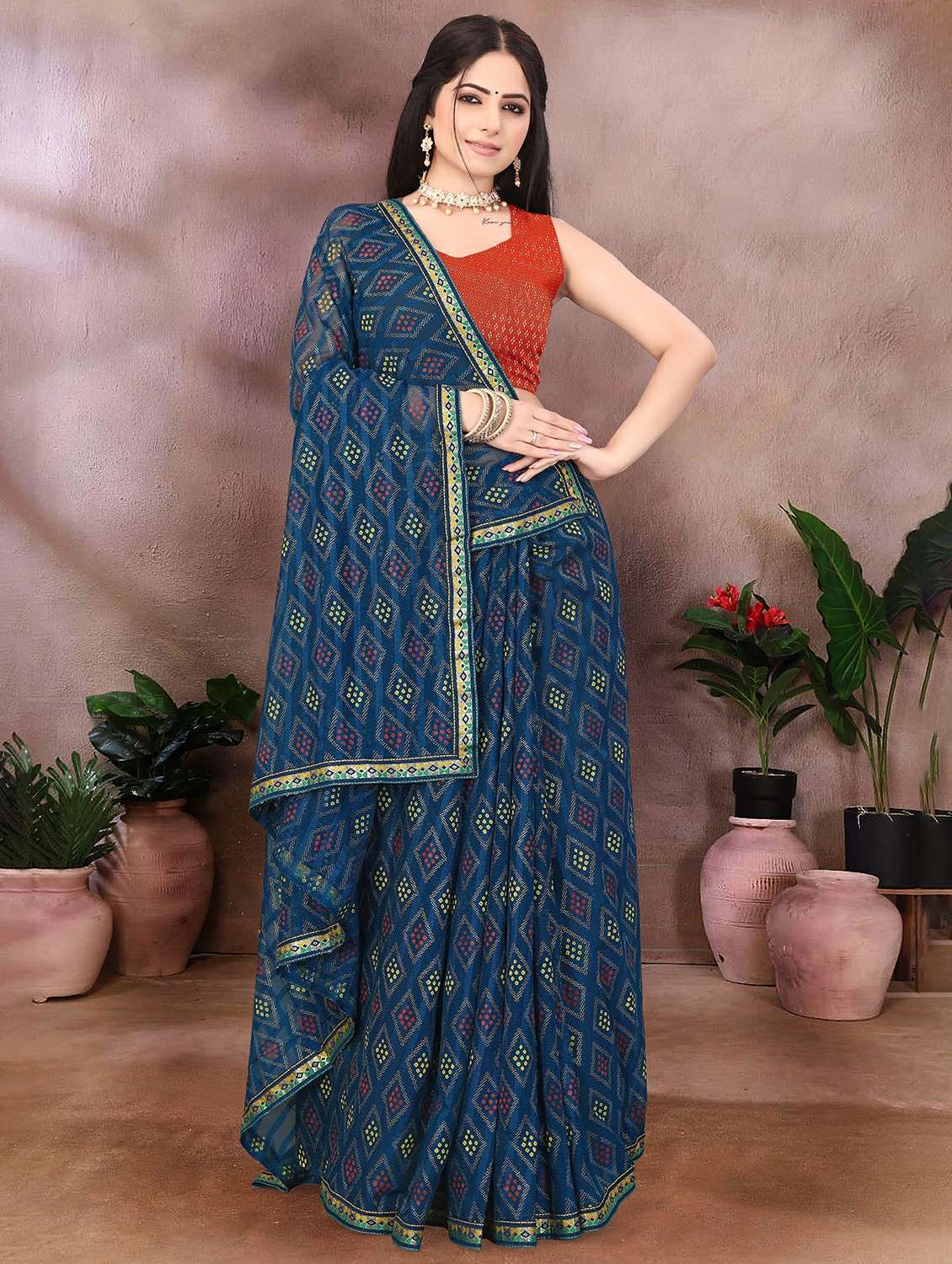 women bandhani printed saree - 22243594 -  Standard Image - 1