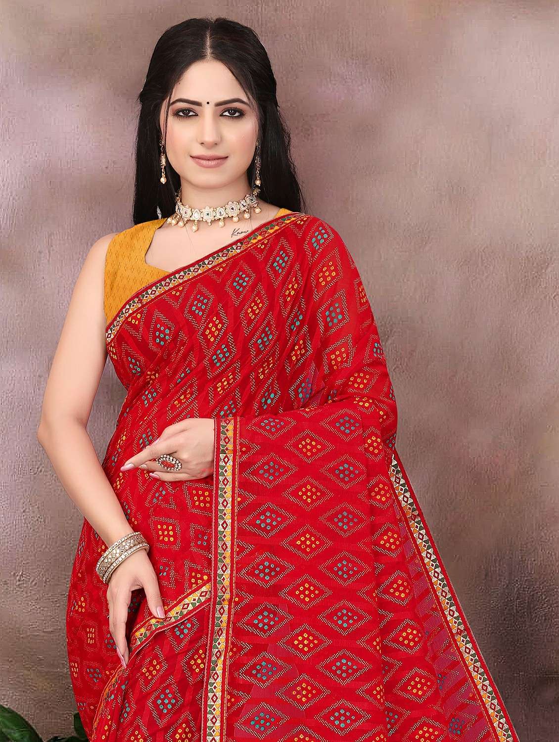women bandhani printed saree - 22243598 -  Standard Image - 1