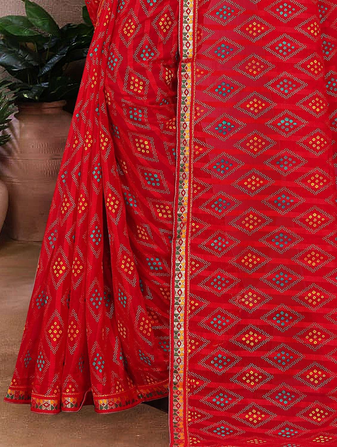 women bandhani printed saree - 22243598 -  Standard Image - 4