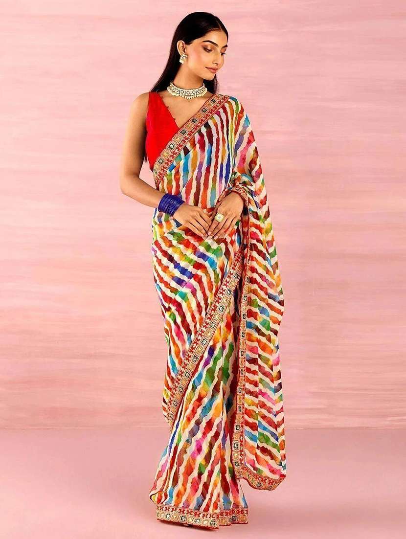women printed casual wear saree with blouse - 22243600 -  Standard Image - 1