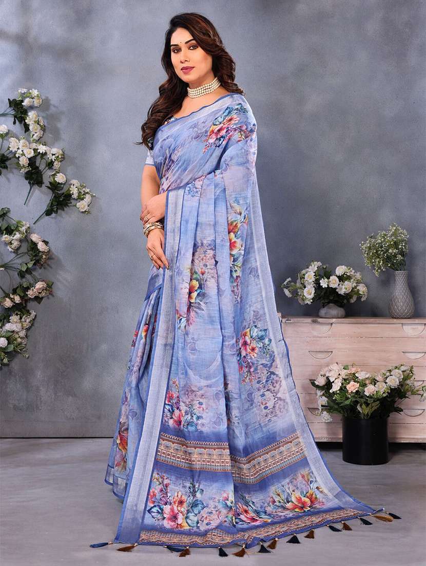 women floral assam silk saree with blouse - 22243604 -  Standard Image - 1