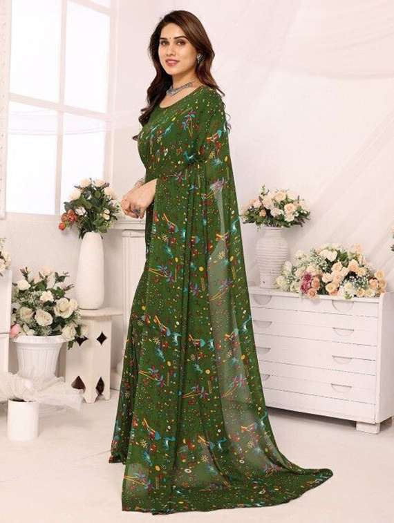 women printed casual wear saree with blouse - 22243609 -  Standard Image - 1