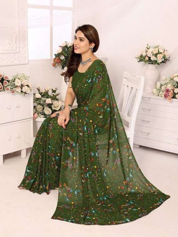 women printed casual wear saree with blouse - 22243609 -  Standard Image - 4