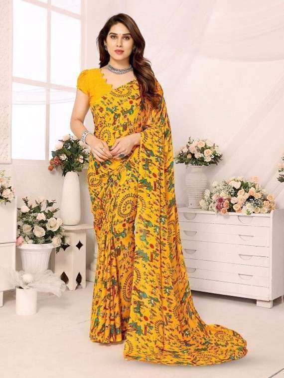 women printed casual wear saree with blouse - 22243610 -  Standard Image - 1