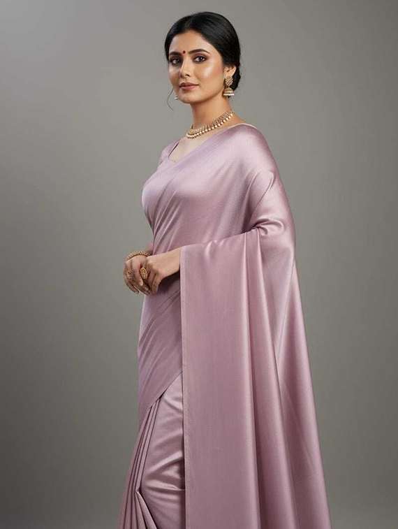 women solid plain saree with blouse - 22243619 -  Standard Image - 1